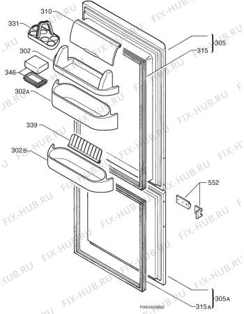 Взрыв-схема холодильника Electrolux ER7536I - Схема узла Door 003